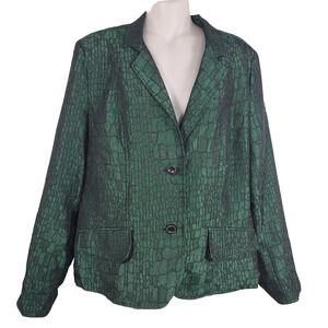 Erin London Womens Snake Animal Print Blazer Large Long Sleeve Single Breasted